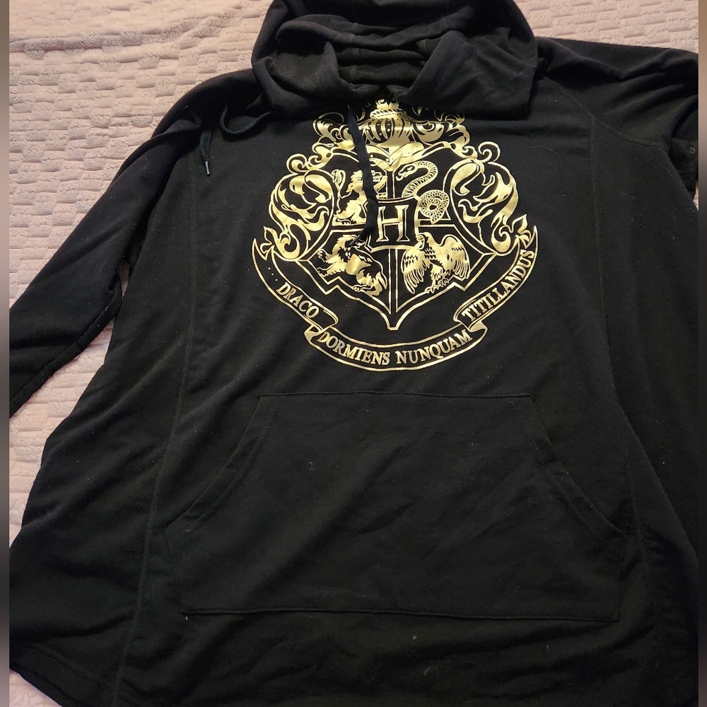 Black Hoodie with Gold Crest